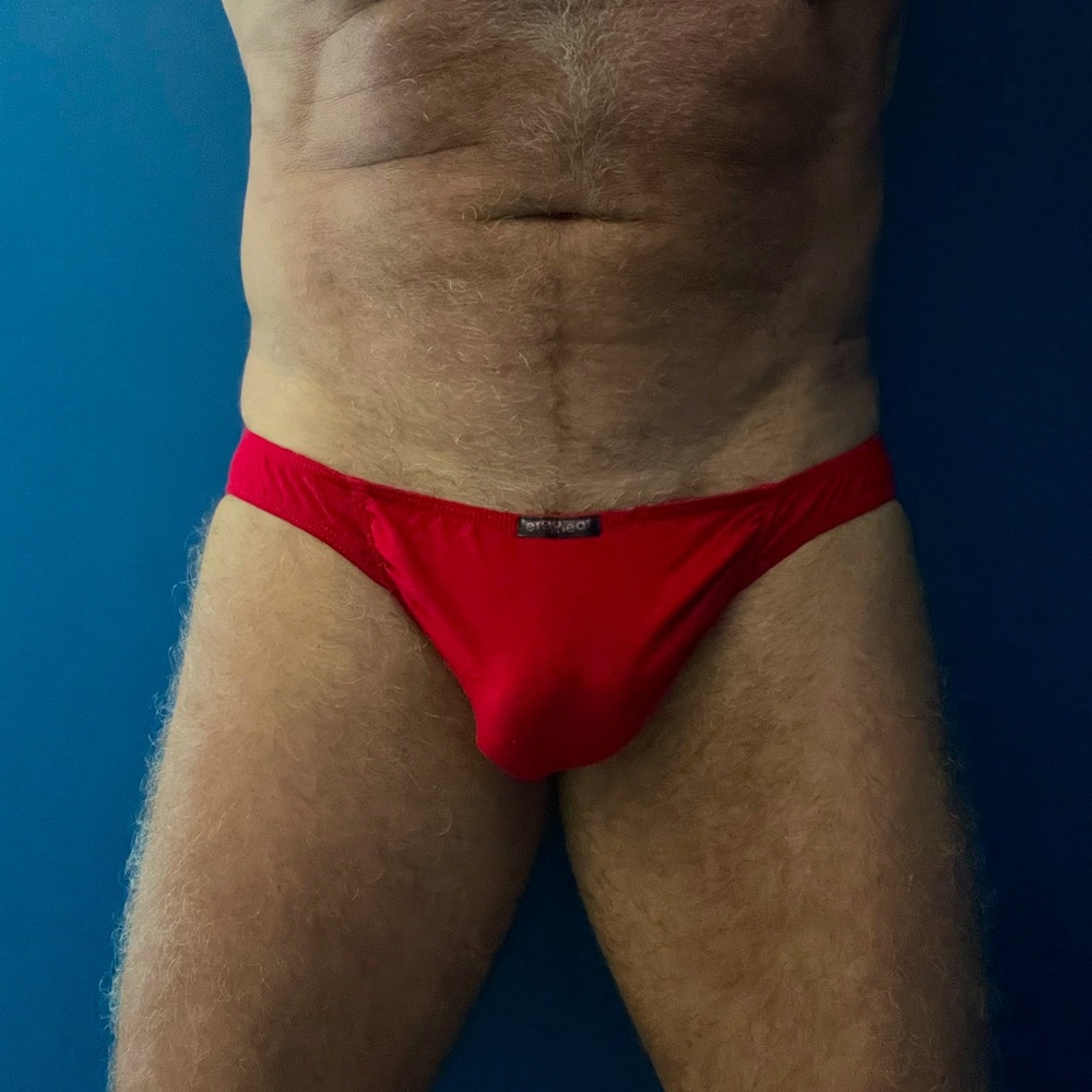 Ergo Wear Bikini, Cotton Spandex w/ Pouch, Red, Size S